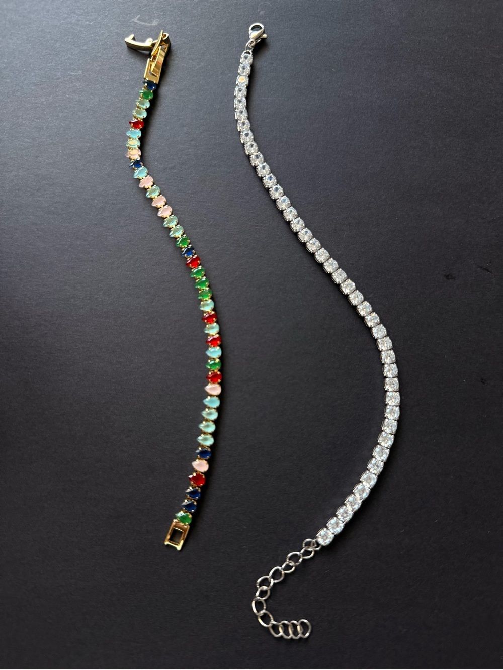 2-Piece 3A CZ Tennis Bracelet
Set - Multicolor & Clear